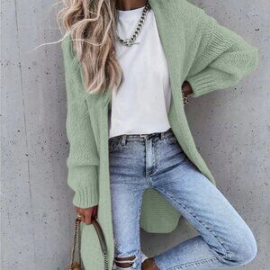 Green Casual Women's Drop Shoulder Loose Fit Sweater
